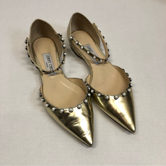 Jimmy Choo leema flat, gold, EUC - Picture 7 of 13